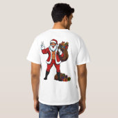 Buff Santa Peace Sign! Ripped Abs & Funny Christma T-shirt (Achterkant volledig)