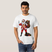 Buff Santa Peace Sign! Ripped Abs & Funny Christma T-shirt (Voorkant volledig)