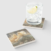 Buff Silkie Chickens Onderzetter (Zijkant)