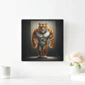 Buff tijger kooi vierkante klok (Huis)