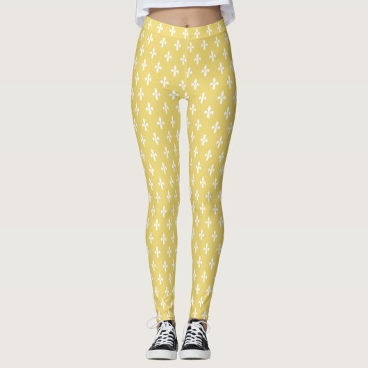 Buff Victoriaans Fleur de Lys Leggings (Voorkant)