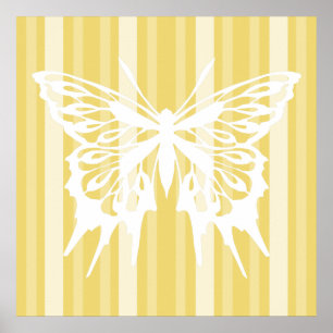 Buff Victoriaans Lady Stripe met Butterfly Poster