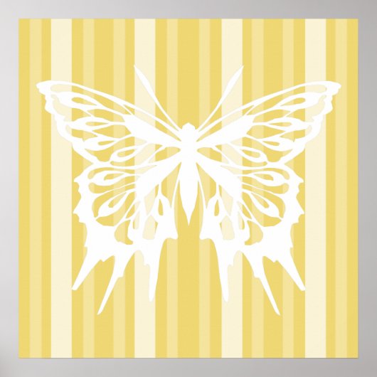 Buff Victoriaans Lady Stripe met Butterfly Poster (Voorkant)