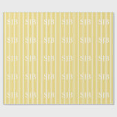 Buff Victoriaans Stripe met Monogram Cadeaupapier (Vlak)
