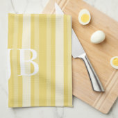 Buff Victoriaans Stripe met Monogram Theedoek (Quarter Fold)