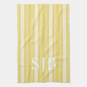 Buff Victoriaans Stripe met Monogram Theedoek