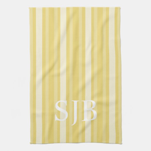 Buff Victoriaans Stripe met Monogram Theedoek (Verticaal)