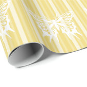 Buff Victoriaans Stripe met vlinder Cadeaupapier (Rol Hoek)