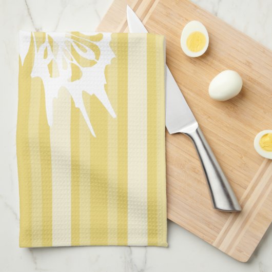 Buff Victoriaans Stripe met vlinder Theedoek (Quarter Fold)