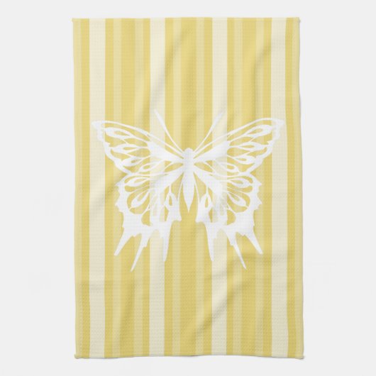 Buff Victoriaans Stripe met vlinder Theedoek (Verticaal)