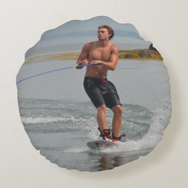 Buff Wakeboarder Rond Kussen (Achterkant)
