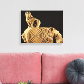 Buff zandsteenarchitrave met griffin, Sanchi, MP Canvas Afdruk (Insitu (Woonkamer))