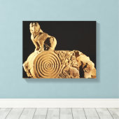 Buff zandsteenarchitrave met griffin, Sanchi, MP Canvas Afdruk (Insitu (Houten vloer))