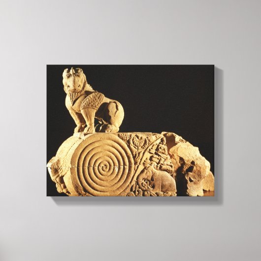 Buff zandsteenarchitrave met griffin, Sanchi, MP Canvas Afdruk (Voorkant)