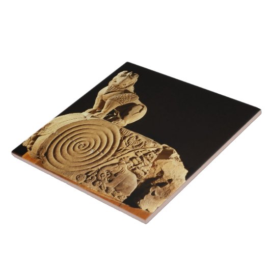 Buff zandsteenarchitrave met griffin, Sanchi, MP Tegeltje (Zijkant)