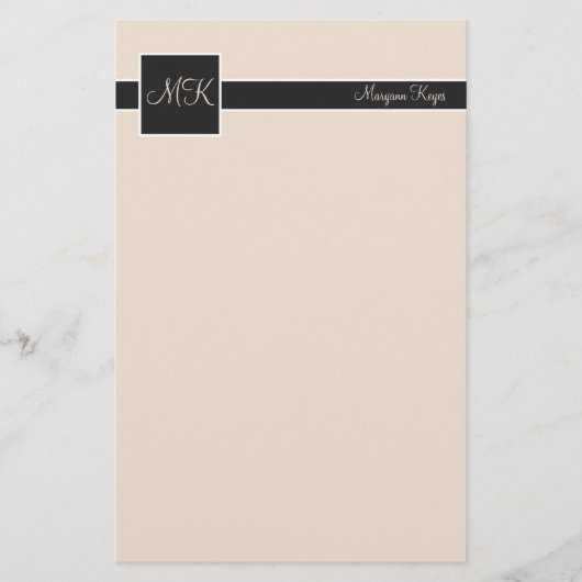 Buff & zwart kleurenblok Stationery Briefpapier (Voorkant)