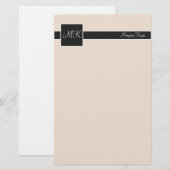 Buff & zwart kleurenblok Stationery Briefpapier (Voorkant / Achterkant)