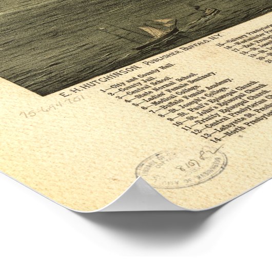 Buffalo 1880, NY Vogels Oogkleurige Uitzicht Panor Poster (Hoek)