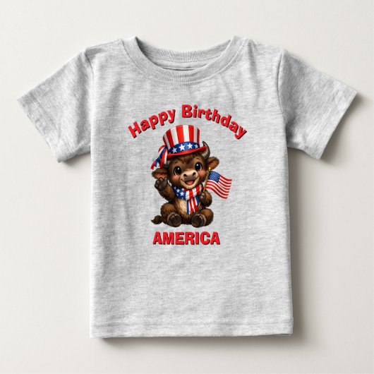 Buffalo (5ak) Patriottisch Kinder T-Shirt (Voorkant)