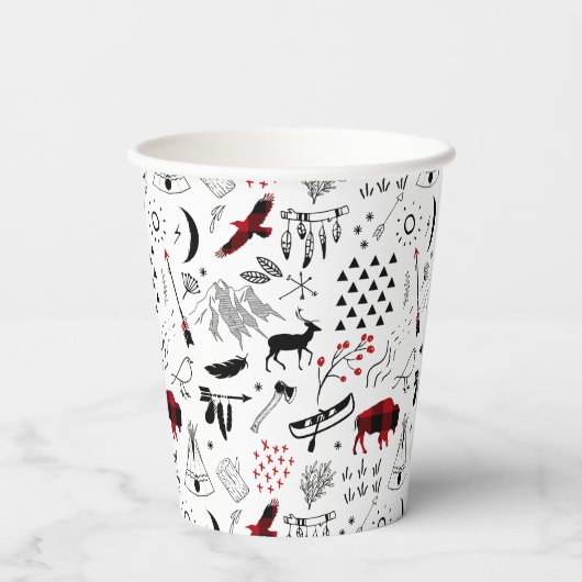 Buffalo Adventures Black en Red Pset ID599 Papieren Bekers (Achterkant)
