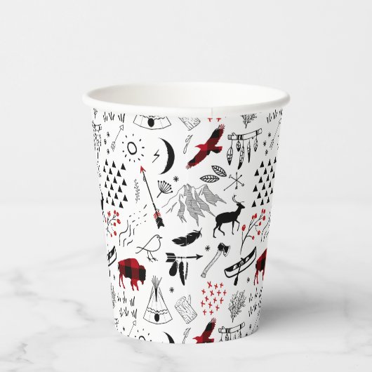 Buffalo Adventures Black en Red Pset ID599 Papieren Bekers (Rechts)