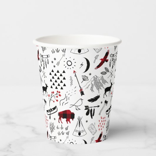 Buffalo Adventures Black en Red Pset ID599 Papieren Bekers (Voorkant)