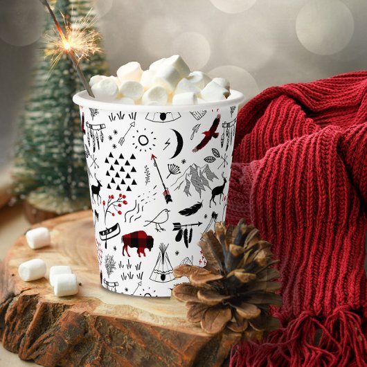 Buffalo Adventures Black en Red Pset ID599 Papieren Bekers