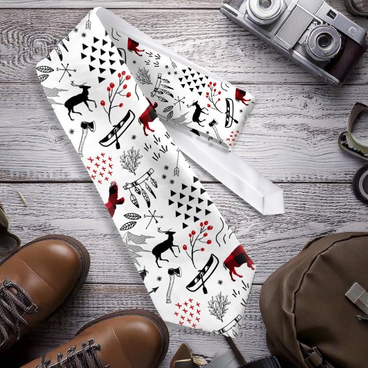 Buffalo Adventures Black en Red Pset ID599 Stropdas