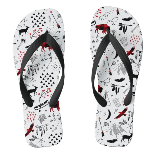 Buffalo Adventures Black en Red Pset ID599 Teenslippers (Voetbed)