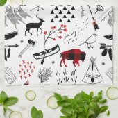 Buffalo Adventures Black en Red Pset ID599 Theedoek (Gevouwen)