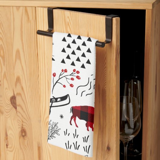 Buffalo Adventures Black en Red Pset ID599 Theedoek (Derde Gevouwen)