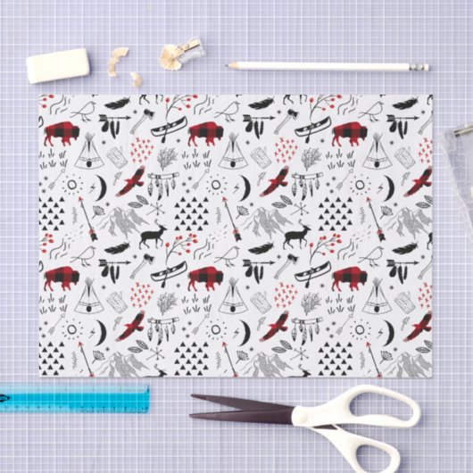 Buffalo Adventures Black en Red Pset ID599 Tissuepapier (Craft)