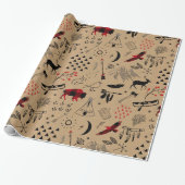 Buffalo Adventures Black en Red Pset/Kraft ID599 Cadeaupapier (Uitgerold)