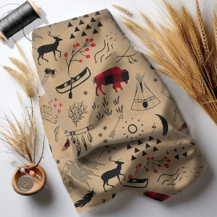 Buffalo Adventures Black en Red Pset/Kraft ID599 Stof