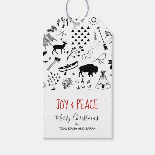 Buffalo Adventures Black & White met Plaid ID599 Cadeaulabel (Voorkant)