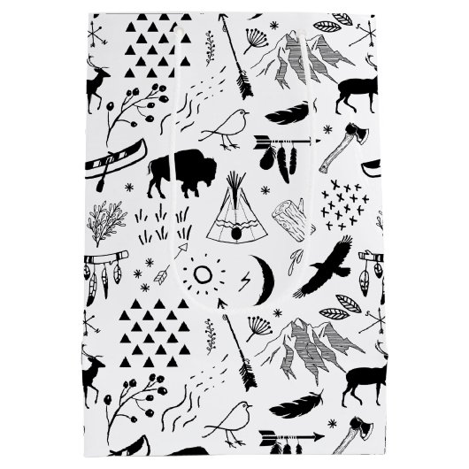 Buffalo Adventures Patroon en Label Black ID599 Medium Cadeauzakje (Achterkant)