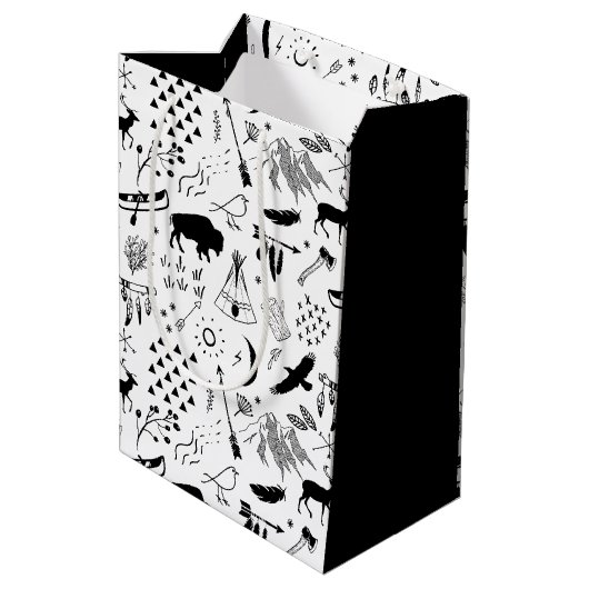 Buffalo Adventures Patroon en Label Black ID599 Medium Cadeauzakje (Achterkant Gekanteld)