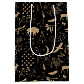 Buffalo Adventures Patroon en Label Kraft ID599 Medium Cadeauzakje (Achterkant)