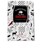 Buffalo Adventures Patroon Label Rood/Zwart ID599 Medium Cadeauzakje (Voorkant)