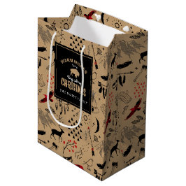 Buffalo Adventures Patroonlabel Kraft/Red ID599 Medium Cadeauzakje