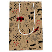 Buffalo Adventures Patroonlabel Kraft/Red ID599 Medium Cadeauzakje (Achterkant)