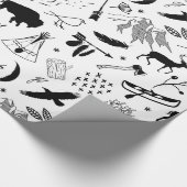 Buffalo Adventures Pattern Black ID599 Cadeaupapier (Hoek)