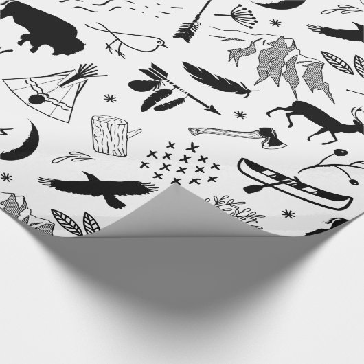 Buffalo Adventures Pattern Black ID599 Cadeaupapier (Hoek)