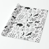 Buffalo Adventures Pattern Black ID599 Cadeaupapier (Uitgerold)