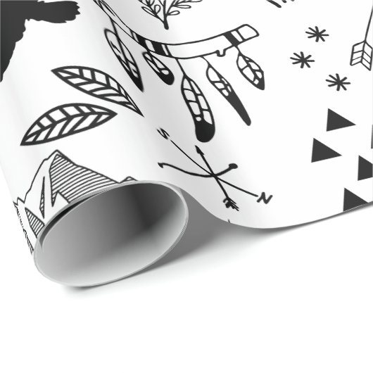 Buffalo Adventures Pattern Black ID599 Cadeaupapier (Rol Hoek)