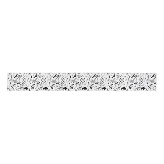 Buffalo Adventures Pattern Black ID599 Grosgrain Lint (Voorkant)