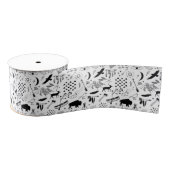 Buffalo Adventures Pattern Black ID599 Grosgrain Lint (Spoel)