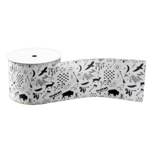 Buffalo Adventures Pattern Black ID599 Grosgrain Lint