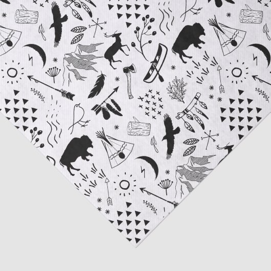 Buffalo Adventures Pattern Black ID599 Tissuepapier (Detail)