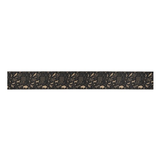 Buffalo Adventures Pattern Kraft Paper ID599 Grosgrain Lint (Voorkant)